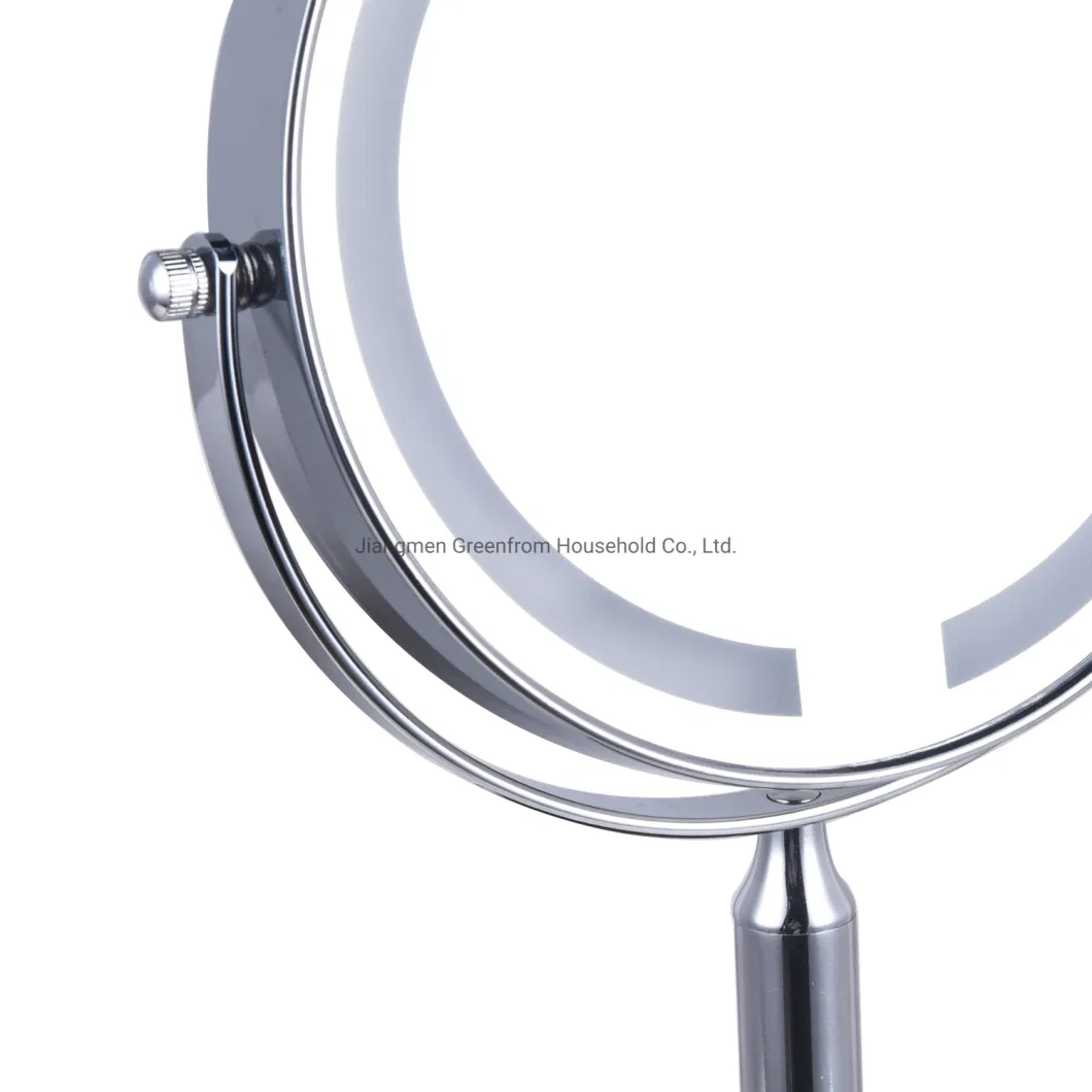 Large Frame Size Magnifying Metal LED Table Vanity Mirror