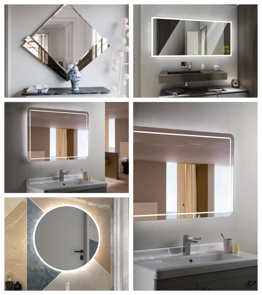 Factory Ordinary Mirror Frameless Rectangular Beveled Glass Mirror for Bathroom