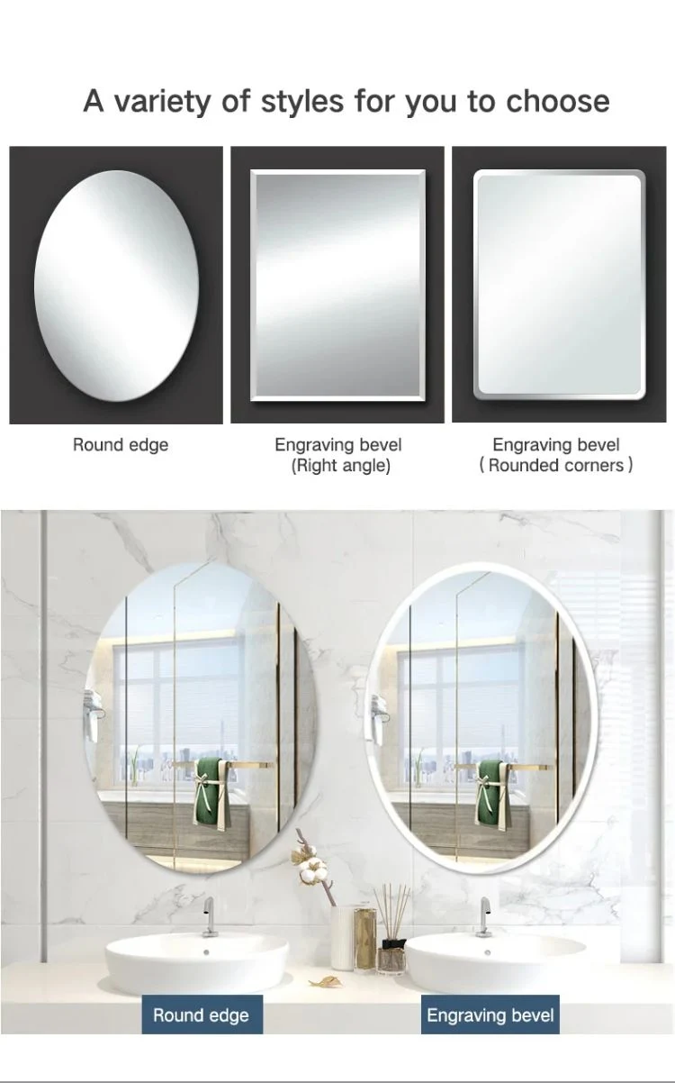 Made Decorative Round Beauty Bath Wall Mounted Mirror with Aluminum Frame