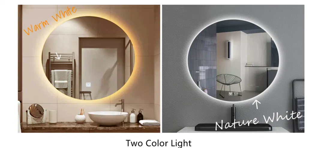 5mm Silver Glass Furniture Home Decoration Frameless Wall Round LED Mirror