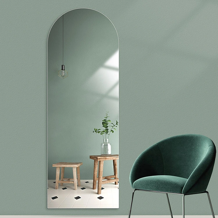 Bathroom Furniture Arched Shape Frameless Full Length Body Dressing Mirror Silver Glass Wall Mirror