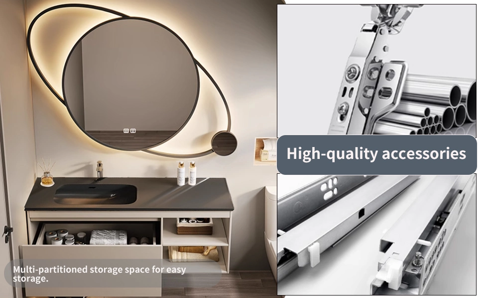 JH Glass Stainless Steel Framed With Lights For Wall Big Planet Shape Defogging Smart LED Mirror For Bathroom