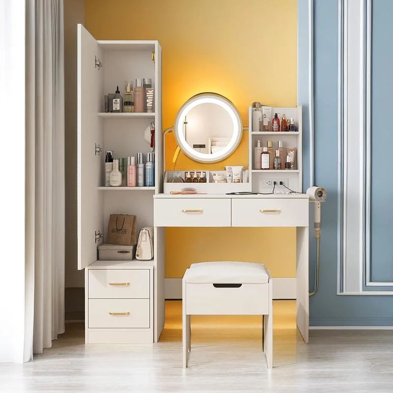 Desk with Mirror and Lights &amp; Full Length Mirror, Vanity Mirror with Lights Desk and Chair &amp; Charging Station, 4 Drawers and Lots Storage Shelves