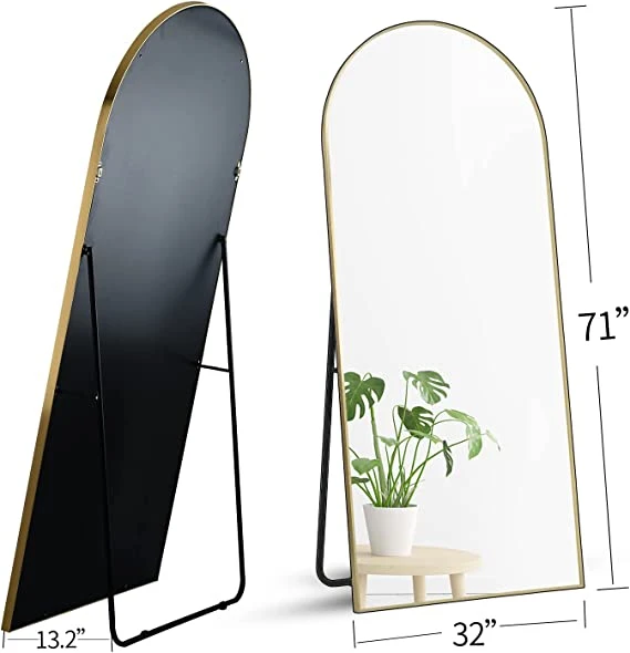 High Quality Metal Frame Floor-Standing Decorative Arched Wall Mirror Full-Length Mirror