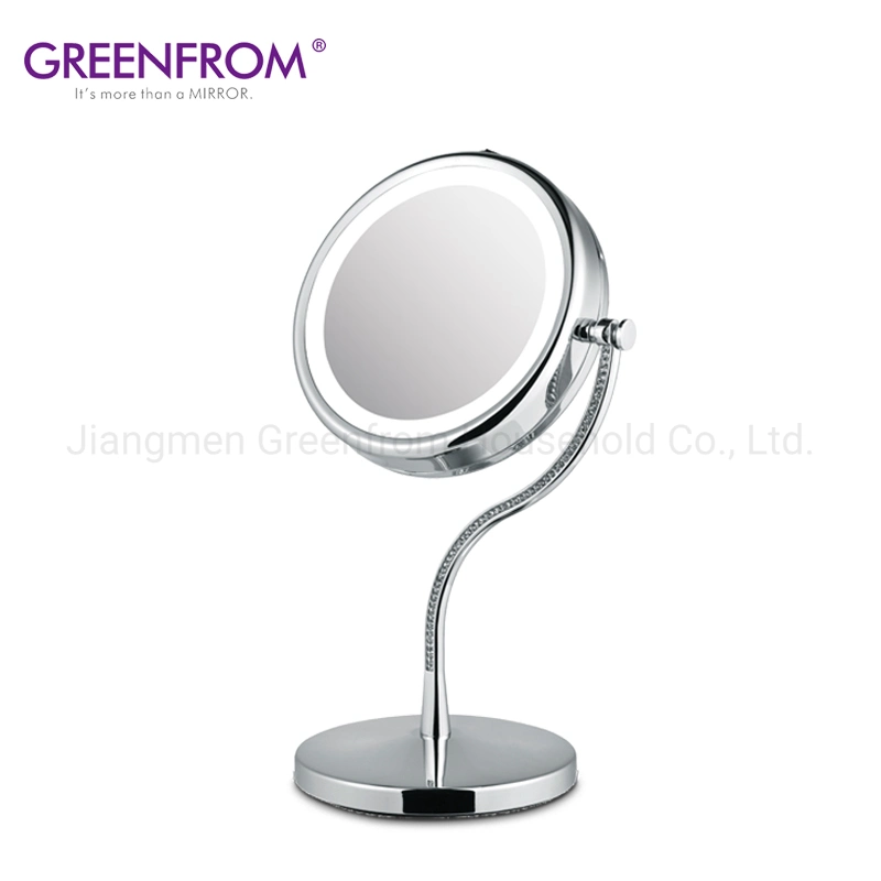 Decorative S Shape Shining Diamond LED Desktop Jeweled Makeup Beauty Vanity Cosmetic Mirror