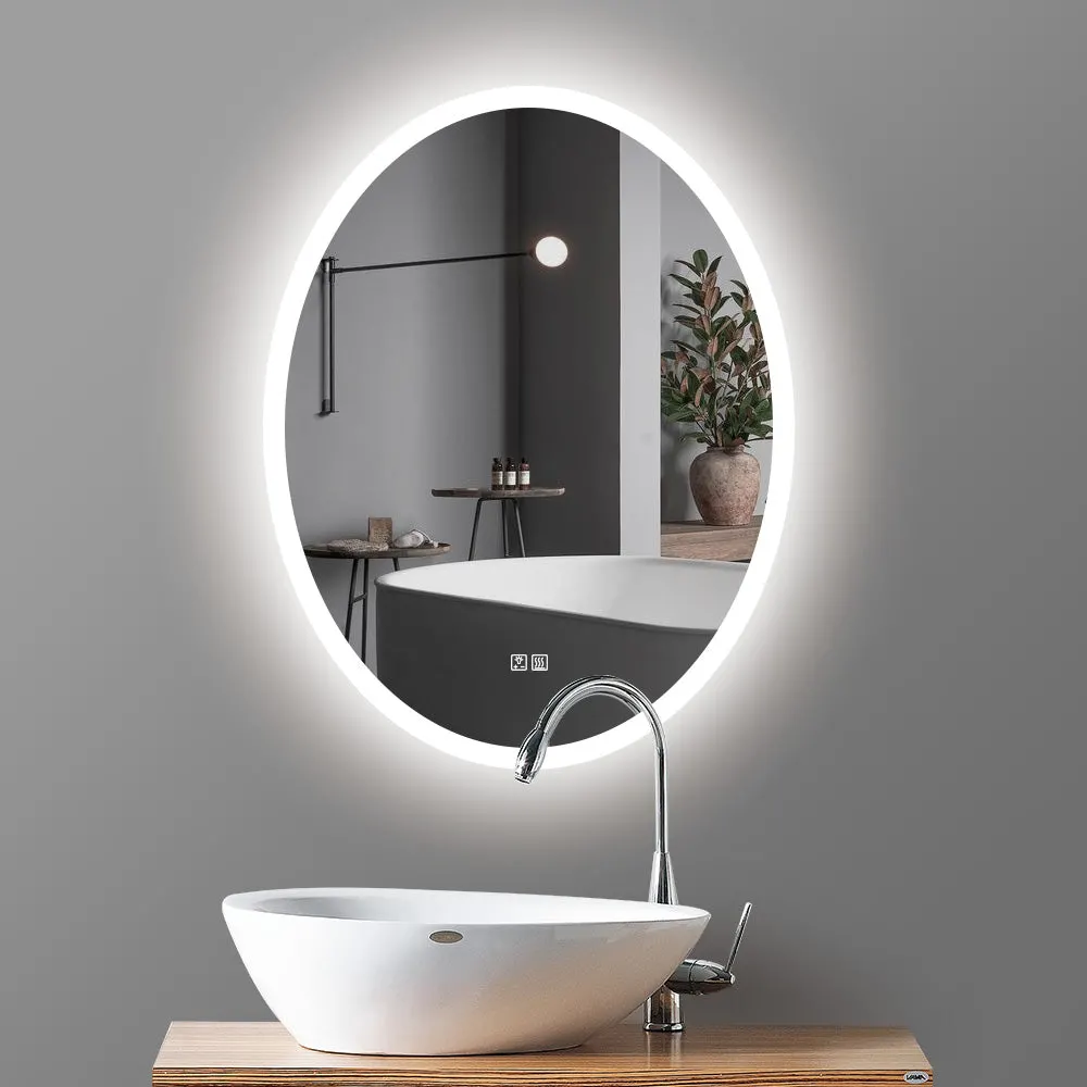 Salon Furniture Smart Home Bathroom Furniture LED Lighted Oval Bathroom Vanity Mirror