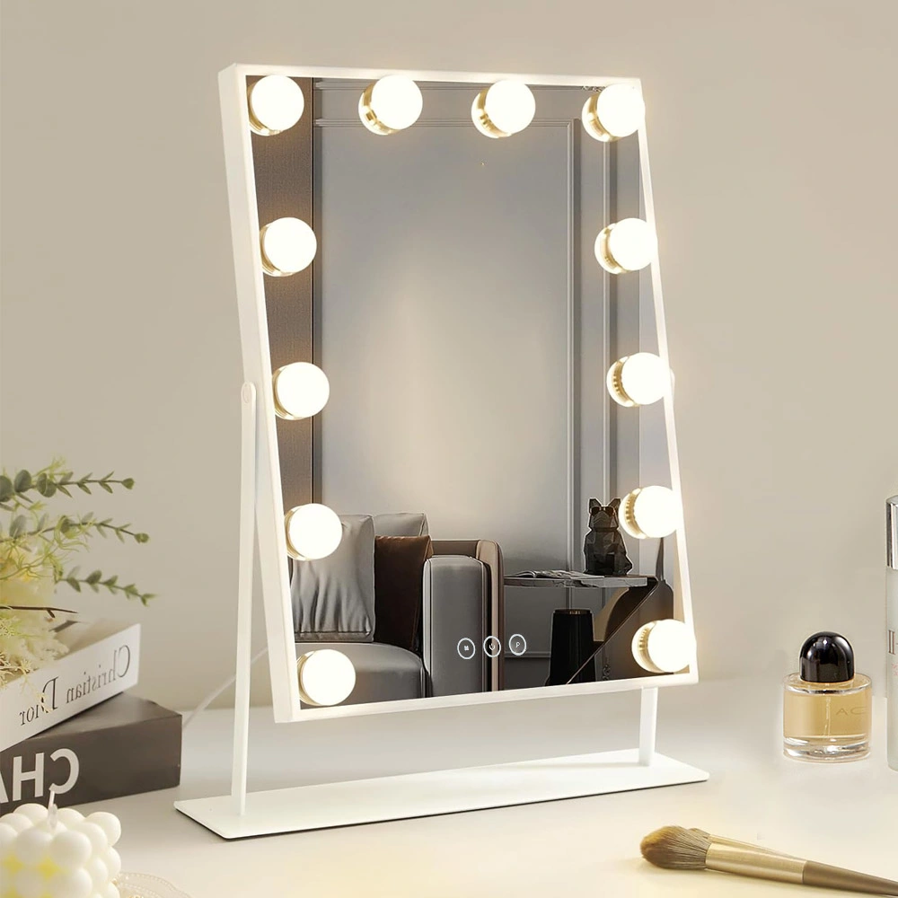 Personalized Lighted Cosmetic LED Square Single Mirror Beautiful Makeup Iron Mirror