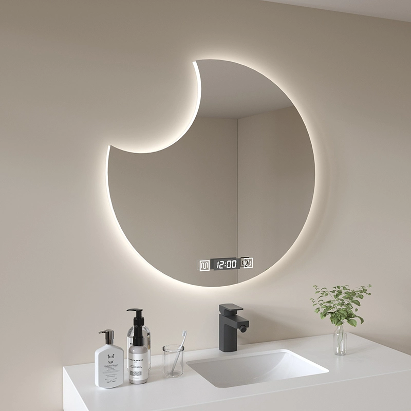 Luxury Smart Defogging Moon Mirror Wall-Mounted Special-Shaped Bathroom Mirrors LED Vanity Mirror with Light