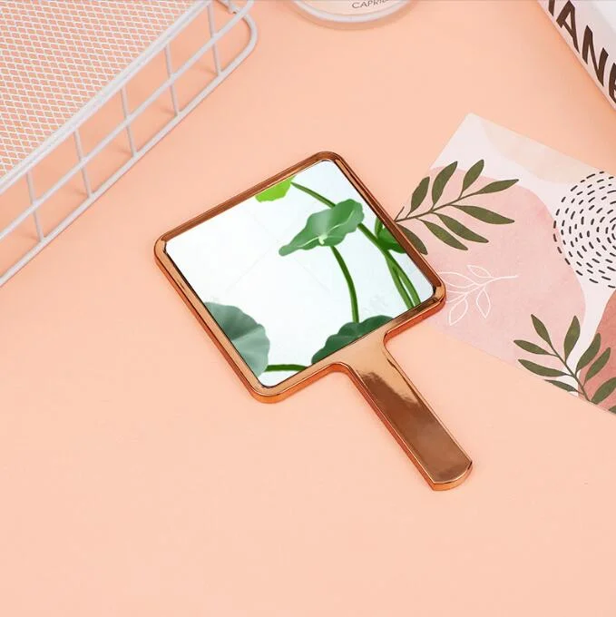 Custom Rose Gold Cosmetic Handheld Mirror Plastic One Side Square Hand Mirror