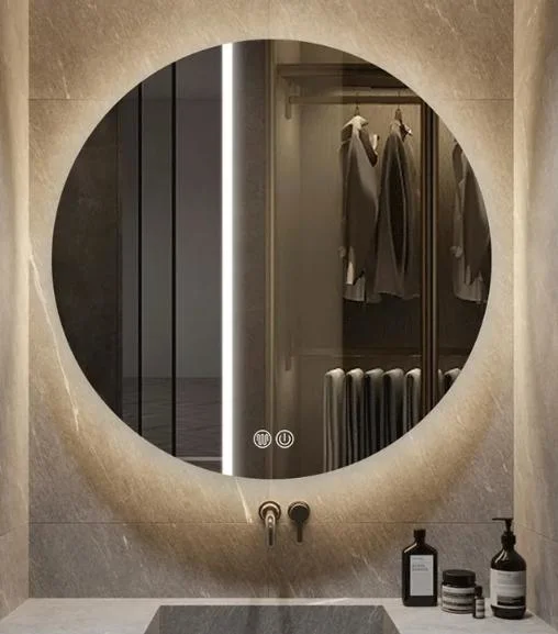 Waterproof Frameless LED Round Bath Mirror with Touch Screen Sensor Mirror Light Bathroom