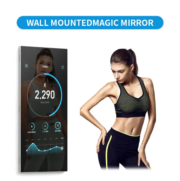 Waterproof Floor Stand Gym Smart Exercise Magic Mirror LCD Touch Screen Interactive Fitness Room Mirror