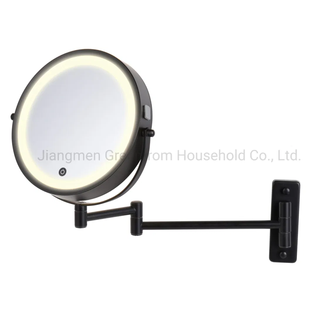 Metal Double Sides Rechargeable Battery LED Lighted Wall Mounted Bathroom Mirorr