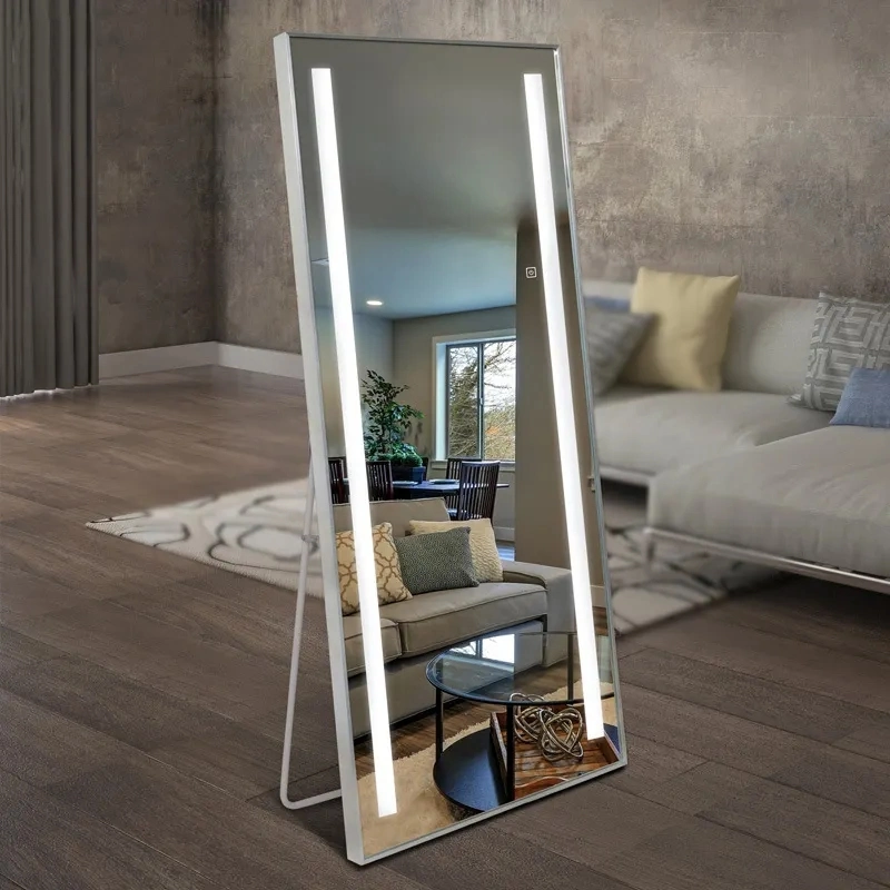 Aluminum Alloy Frame Floor Mirror Household Intelligent LED Whole Body Mirror with Lamp Clothing Store Fitting Mirrors