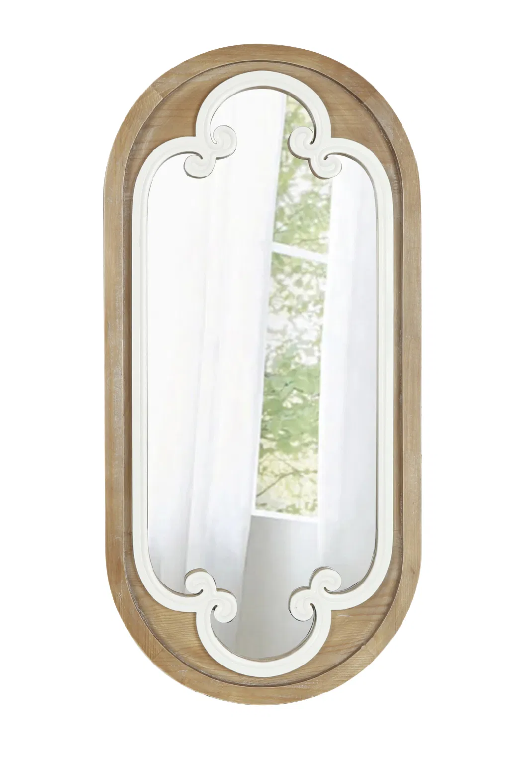 Different Shape Wooden Mirror Frame for Home Decor, Mirror with Fir Wood Frame, Home Decor Wall Mirror