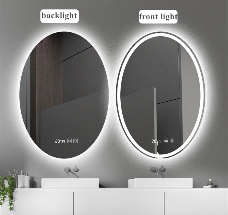 Salon Furniture Smart Home Bathroom Furniture LED Lighted Oval Bathroom Vanity Mirror