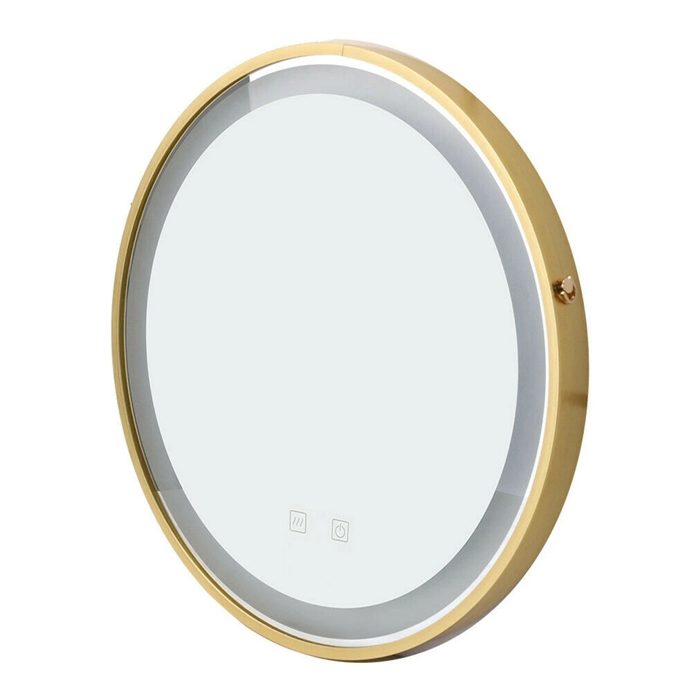 LED Lighted Round Wall Mount or Hanging Mirror Bathroom Vanity Mirror Gold Frame