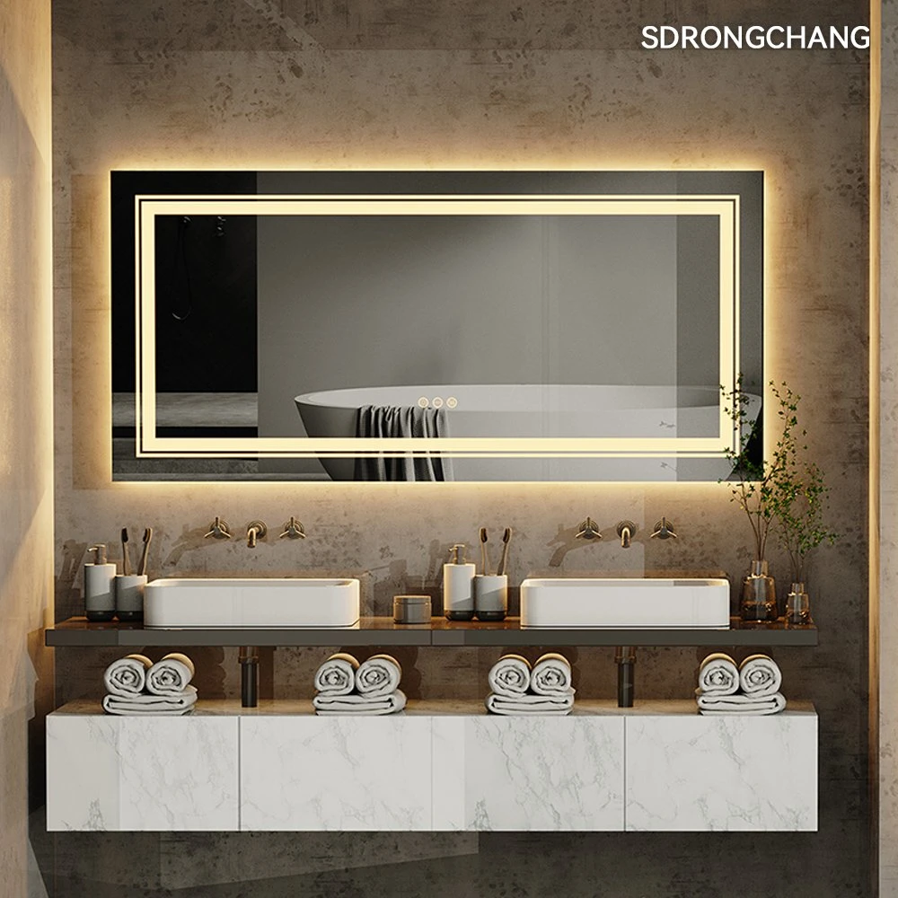 Modern Wall Mounted Hotel Vanity Smart LED Mirror Room Decorative Home Furniture Make up Dressing Bathroom Mirror with Light