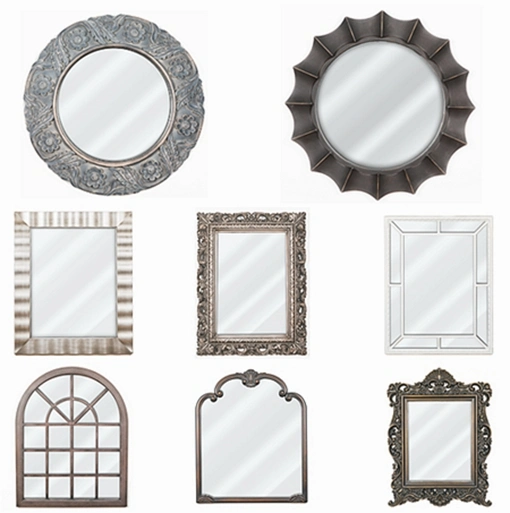 Square Wall-Mounted PS Wooden Material Framed Explosion-Proof Bathroom Mirror Vanity Mirror Shaving Mirror Make-up Mirror