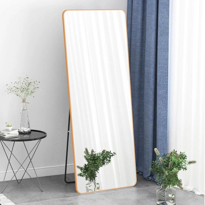 Custom Full-Length Mirror Rounded Rectangular Gold Floor Mirror