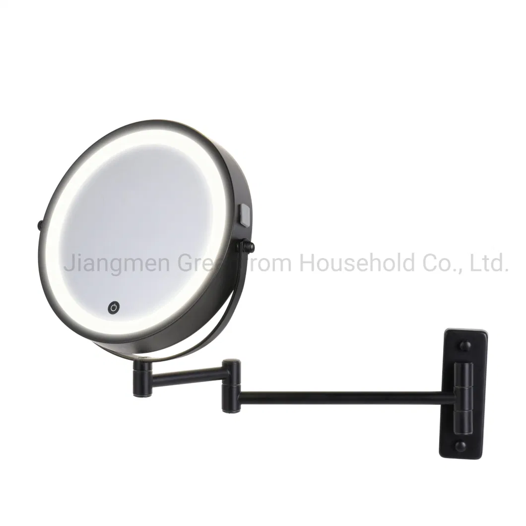 Metal Double Sides Rechargeable Battery LED Lighted Wall Mounted Bathroom Mirorr