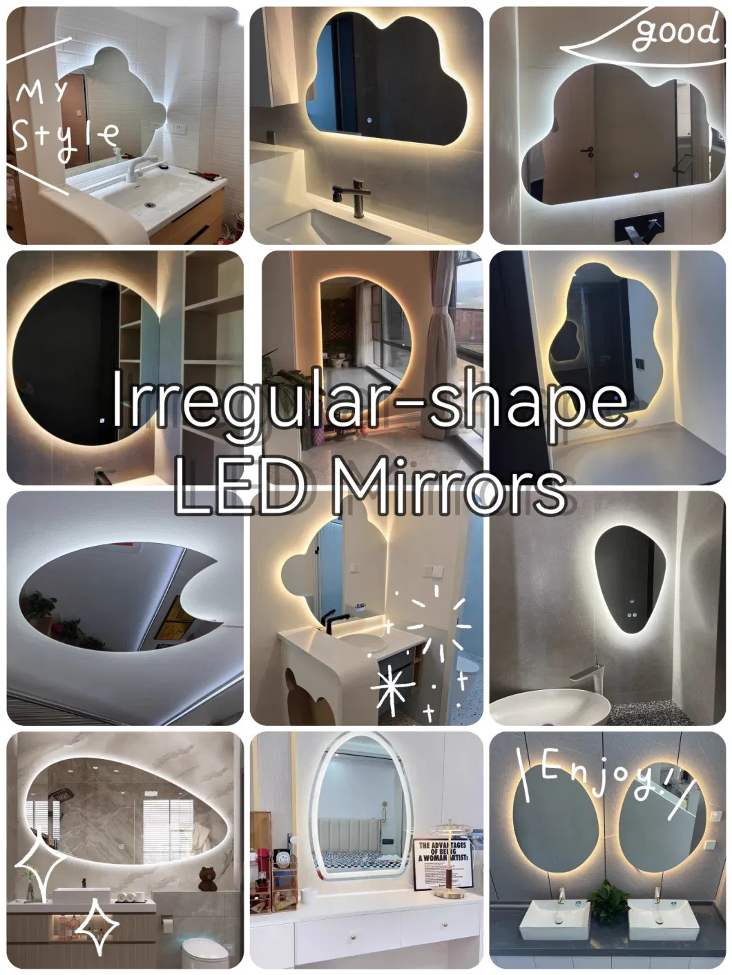 Arched Shape Touch Sensor Anti-Fog Film Smart LED Bathroom Mirror