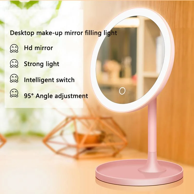 High Quality White Pink Beauty Table LED Touch Makeup Mirror