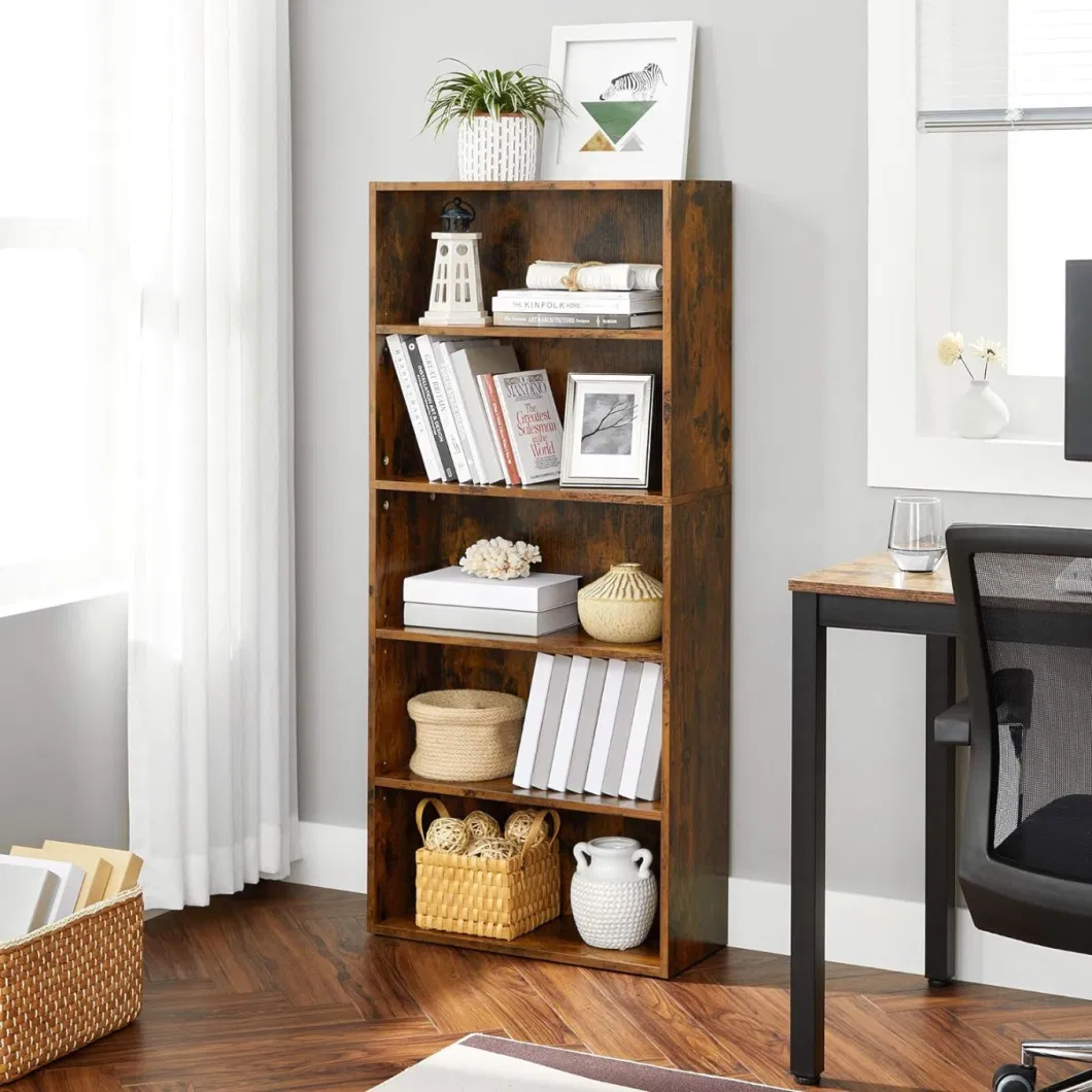 Black Wood Grain Floor to Wall Open Bookshelf