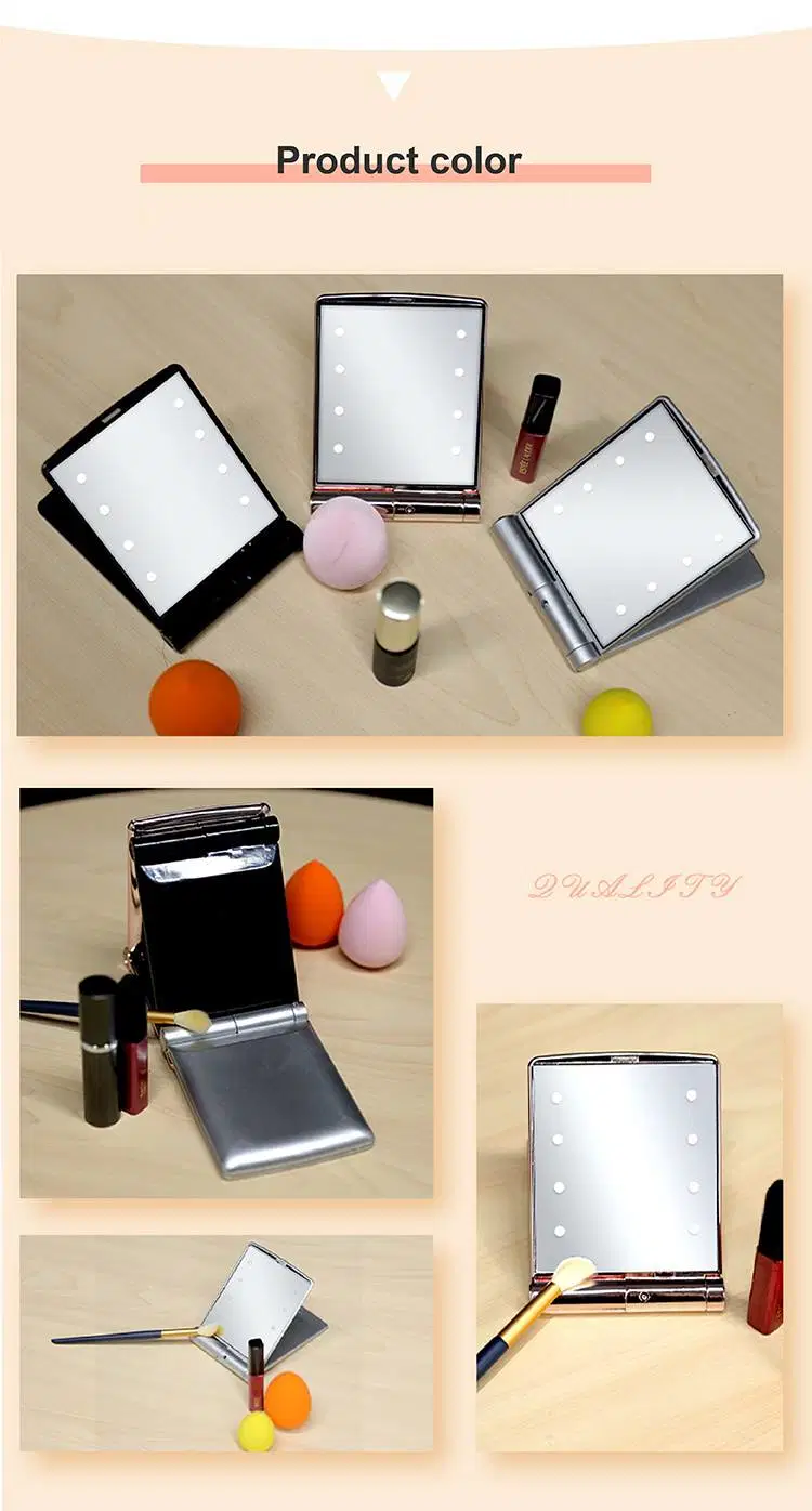 Custom Logo Folding Double-Sided Makeup Compact Mirror, Mini Pocket Handheld Cosmetic Mirror