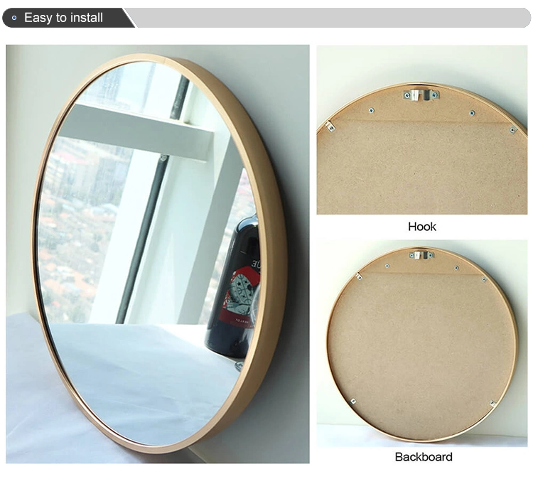 Hot Selling Home Decor Matt Black Round Aluminum Alloy Metal Framed Furniture Bedroom Floor Dressing Mirror