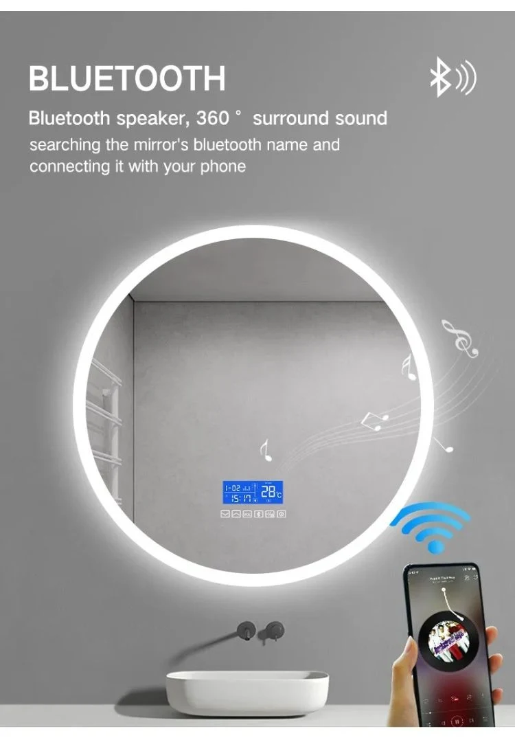 LED Smart Touch Round Bathroom Vanity Light Mirror Bath Mirror