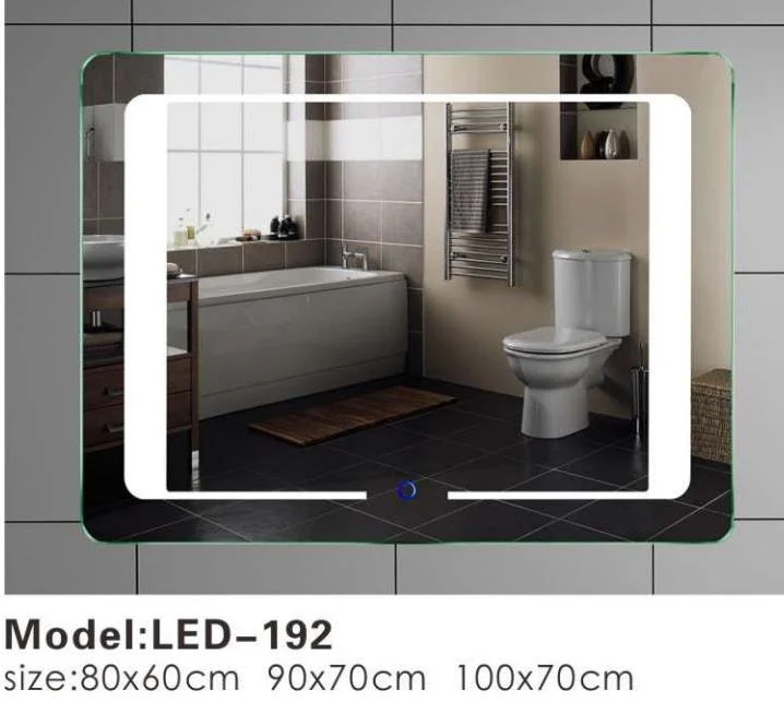 Round Silver LED Backlit Wall Frameless Hotel Bathroom Smart Mirror