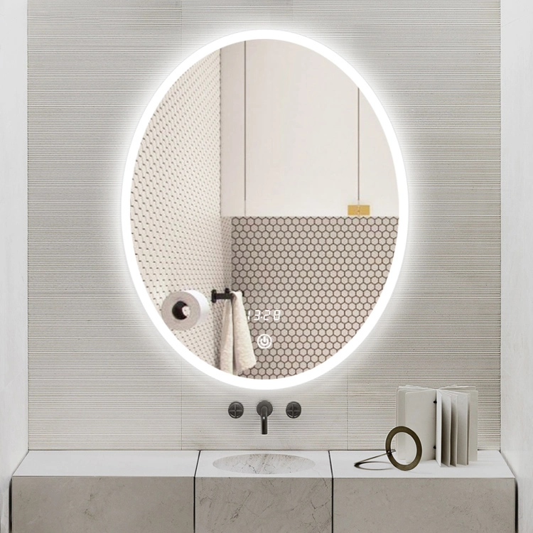 Smart LED Mirror Metal Frame Circle Mounted Bathroom Mirrors