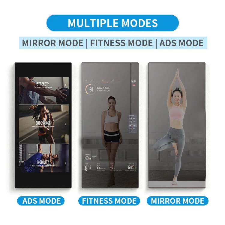 Waterproof Floor Stand Gym Smart Exercise Magic Mirror LCD Touch Screen Interactive Fitness Room Mirror