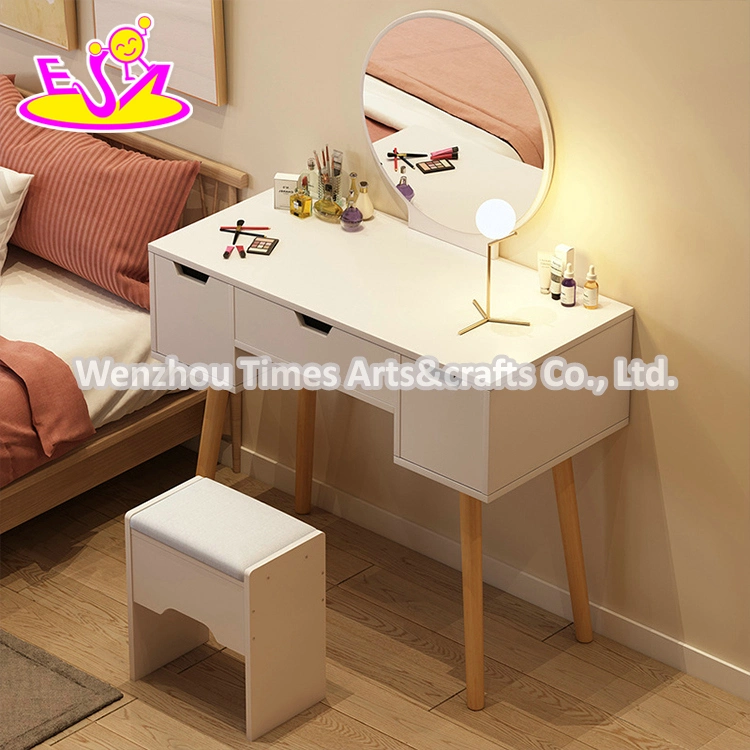 High Quality Luxury Girls White Wooden Vanity Desk with Mirror W08h162