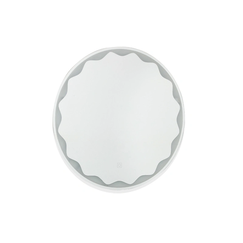 Round Touch Switch Bathroom Light Mirror Wall Hanging Retro Minimalist French Makeup Vanity Mirror with Light