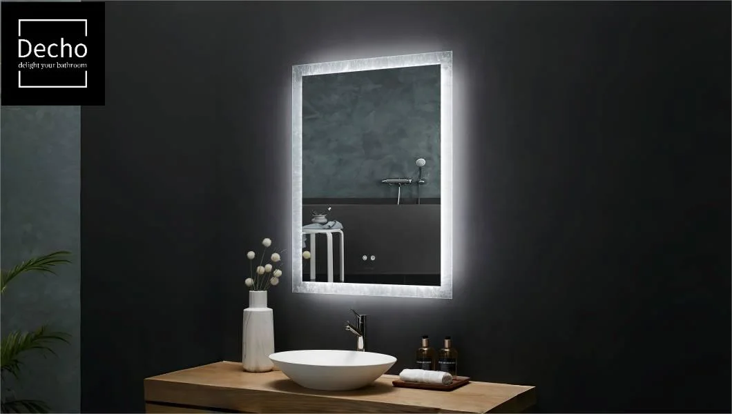 LED Lighting Rectangular Frameless Fog Free Bathroom Wall Mirror Light Mirror with Touch Dimmer