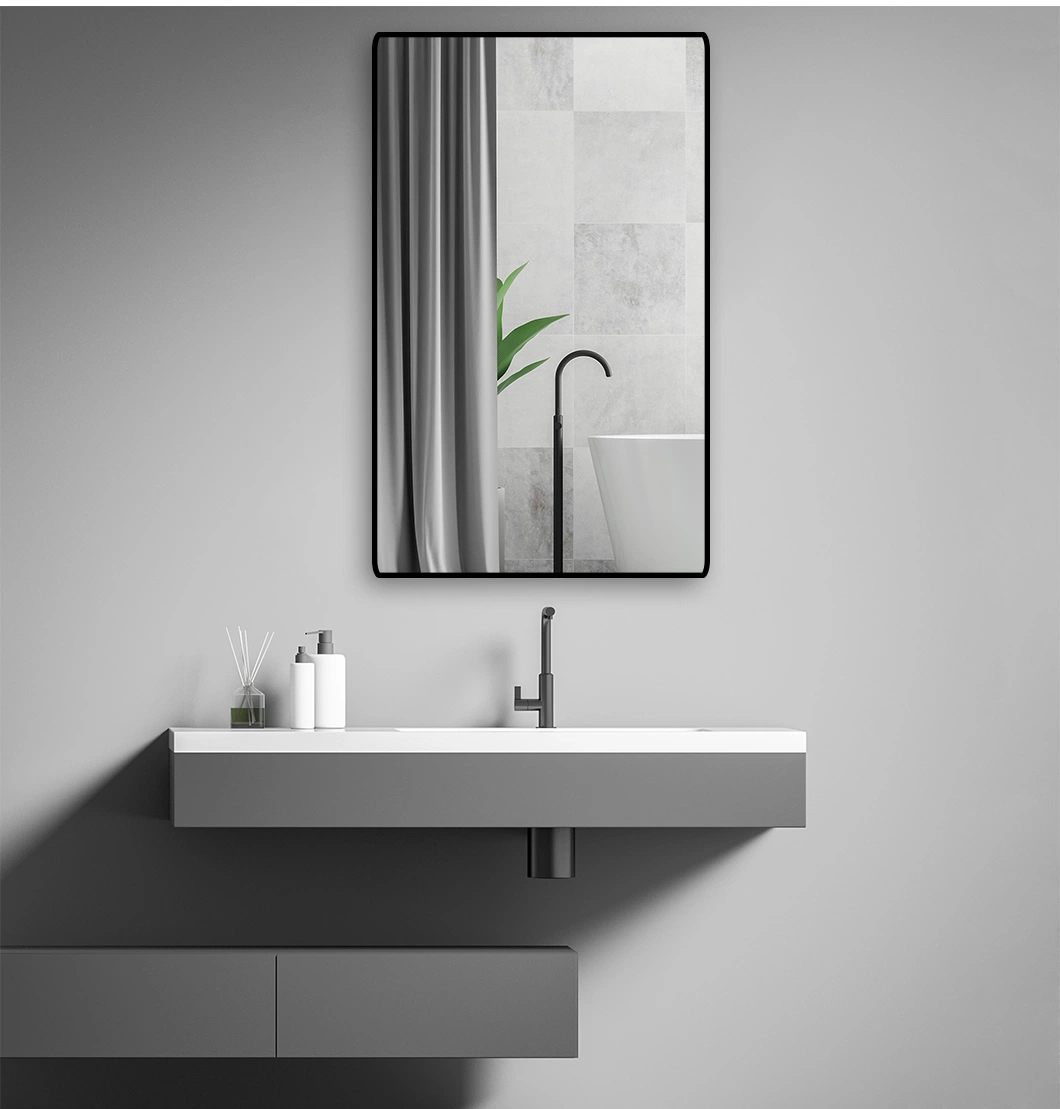 Customized Square Silver Frameless Wall Mounted Hanging LED Smart Mirror in Bathroom