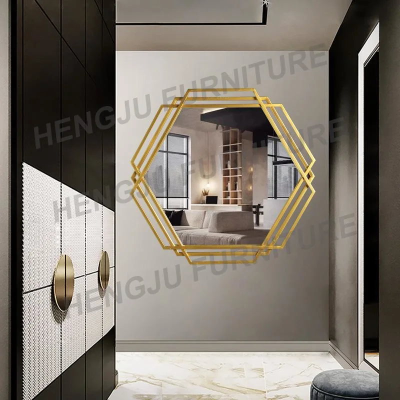 Design Decoracion Hotel Home Gold Stainless Steel Round Wall Mirror