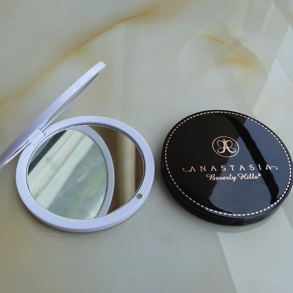 Plastic Portable Double-Sided Mirror Travel Pocket Mini Small Compact Cosmetics Tools Folding Round Shiny Black Makeup Mirror