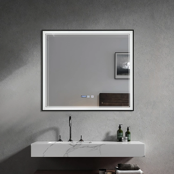 ETL CE Home Decoration Rectangle Shape Fogless Glass Styling Mirror Hotel Full Length Dressing Golden Frame Smart LED Mirror Bathroom Wall Mirrors with Light