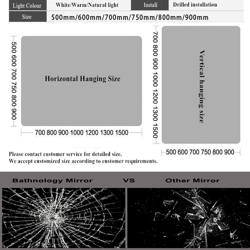 Aluminum Alloy Frame Floor Mirror Household Intelligent LED Whole Body Mirror with Lamp Clothing Store Fitting Mirrors