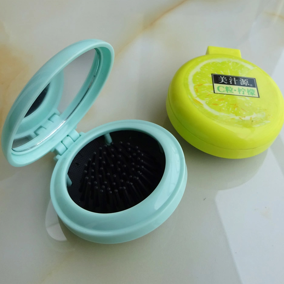 Plastic Portable Double-Sided Mirror Travel Pocket Mini Small Compact Cosmetics Tools Folding Round Shiny Black Makeup Mirror