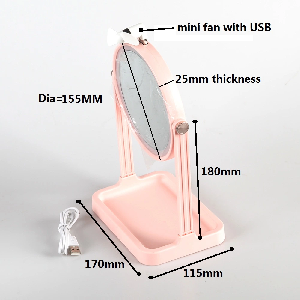 USB Rechargeable Light-up Makeup Mirror Light LED Mirror Lamp with Mini Fan