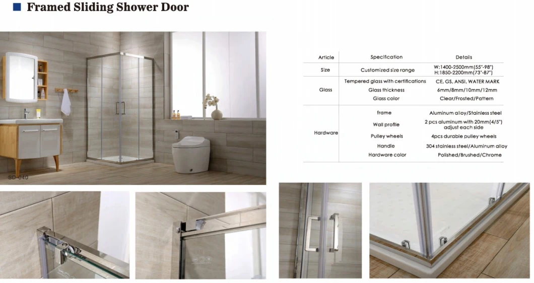 Bathroom Shower Cabin Prefab Tempered Glass Sliding Shower Room