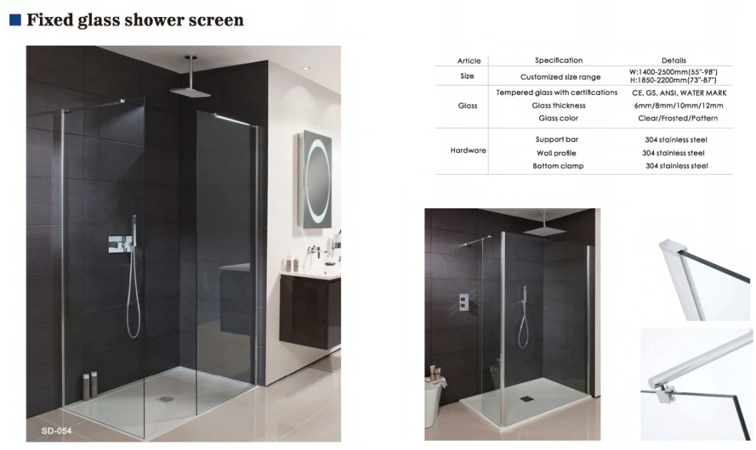 Bathroom Shower Cabin Prefab Tempered Glass Sliding Shower Room