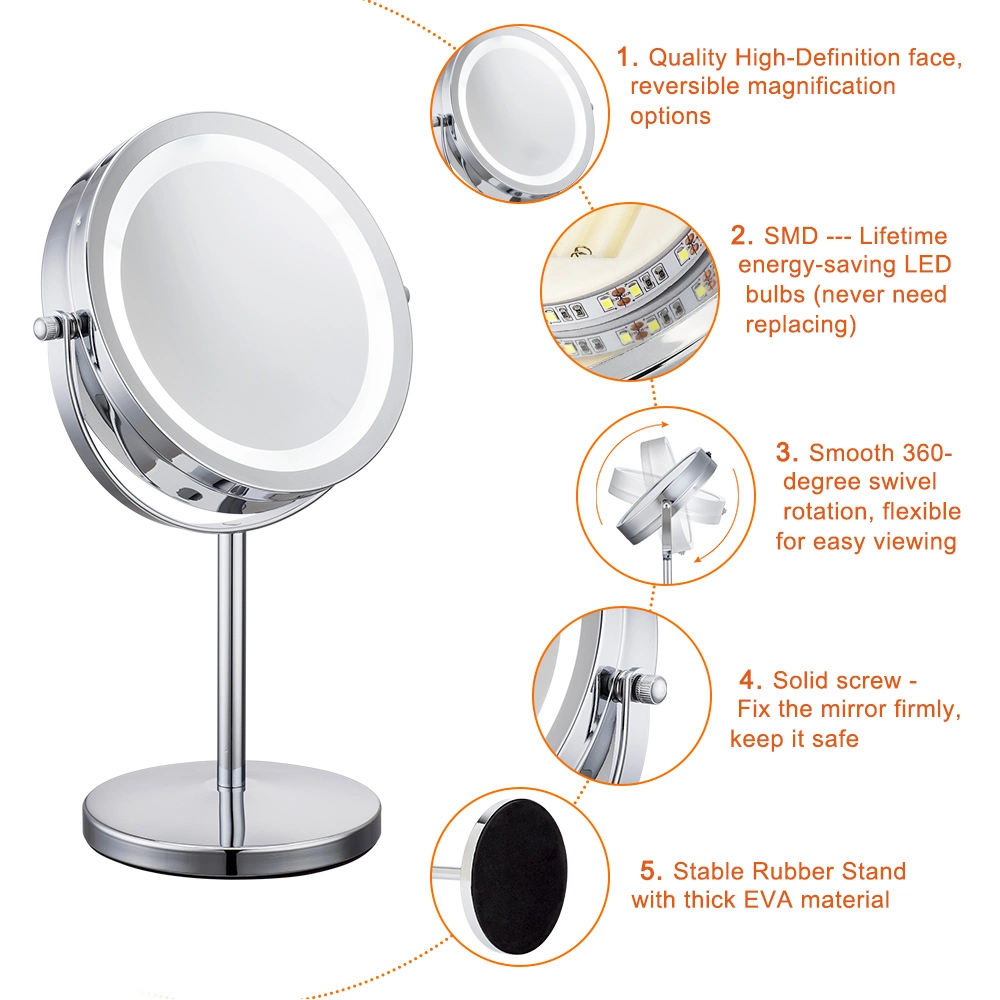 Makeup Dressing Table Double Sides Round LED Vanity Makeup Mirror with Lights