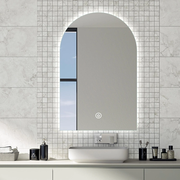 Arched Frameless Mirror Polished Edge Hanging Wall Mounted Mirror for Bathroom Living Room