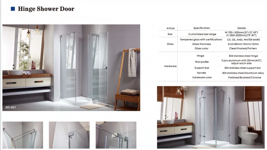 Bathroom Shower Cabin Prefab Tempered Glass Sliding Shower Room