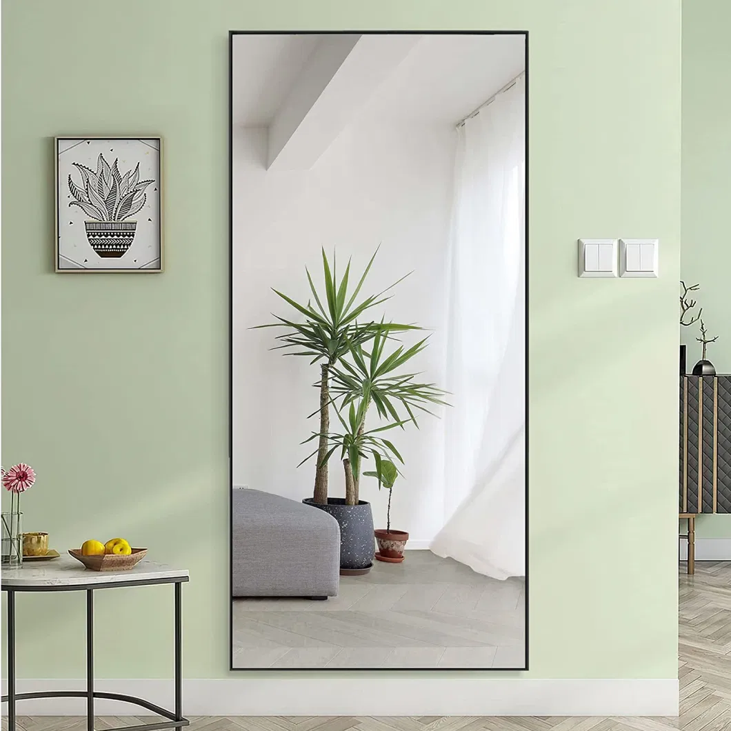 Large Wall Decorative Black Frame Square Full Length Stand up Glass Mirror