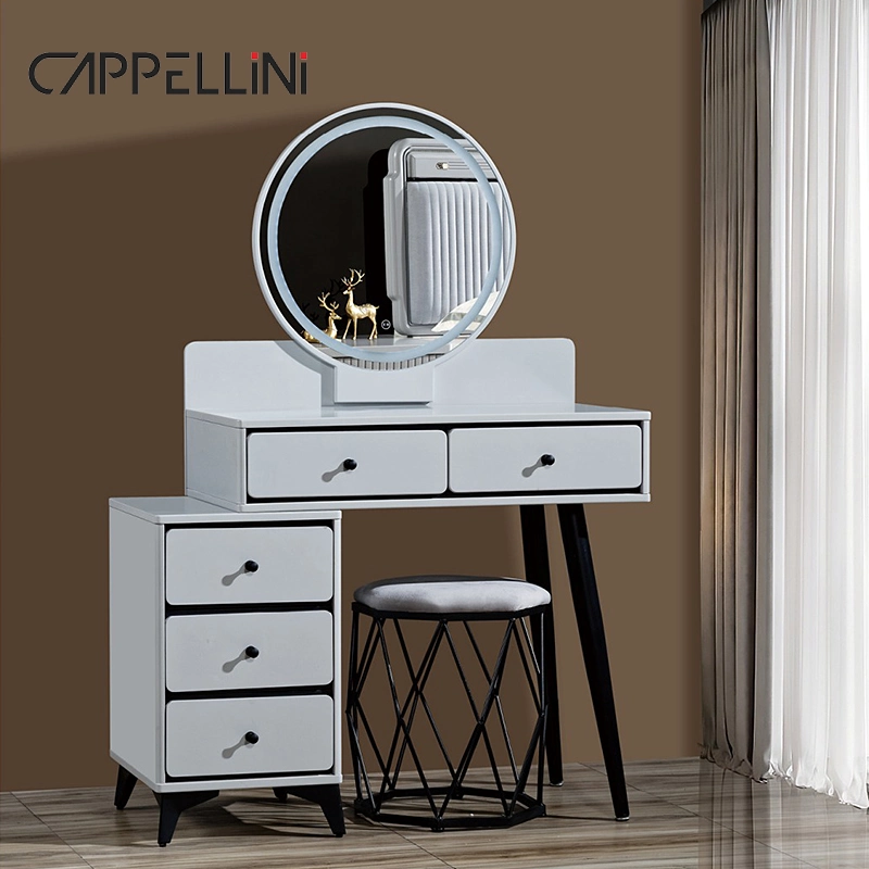 Cheap Wholesale Bedroom Dresser Wooden Makeup Vanity Desk Home Furniture LED Mirror Dressing Table for Bedroom